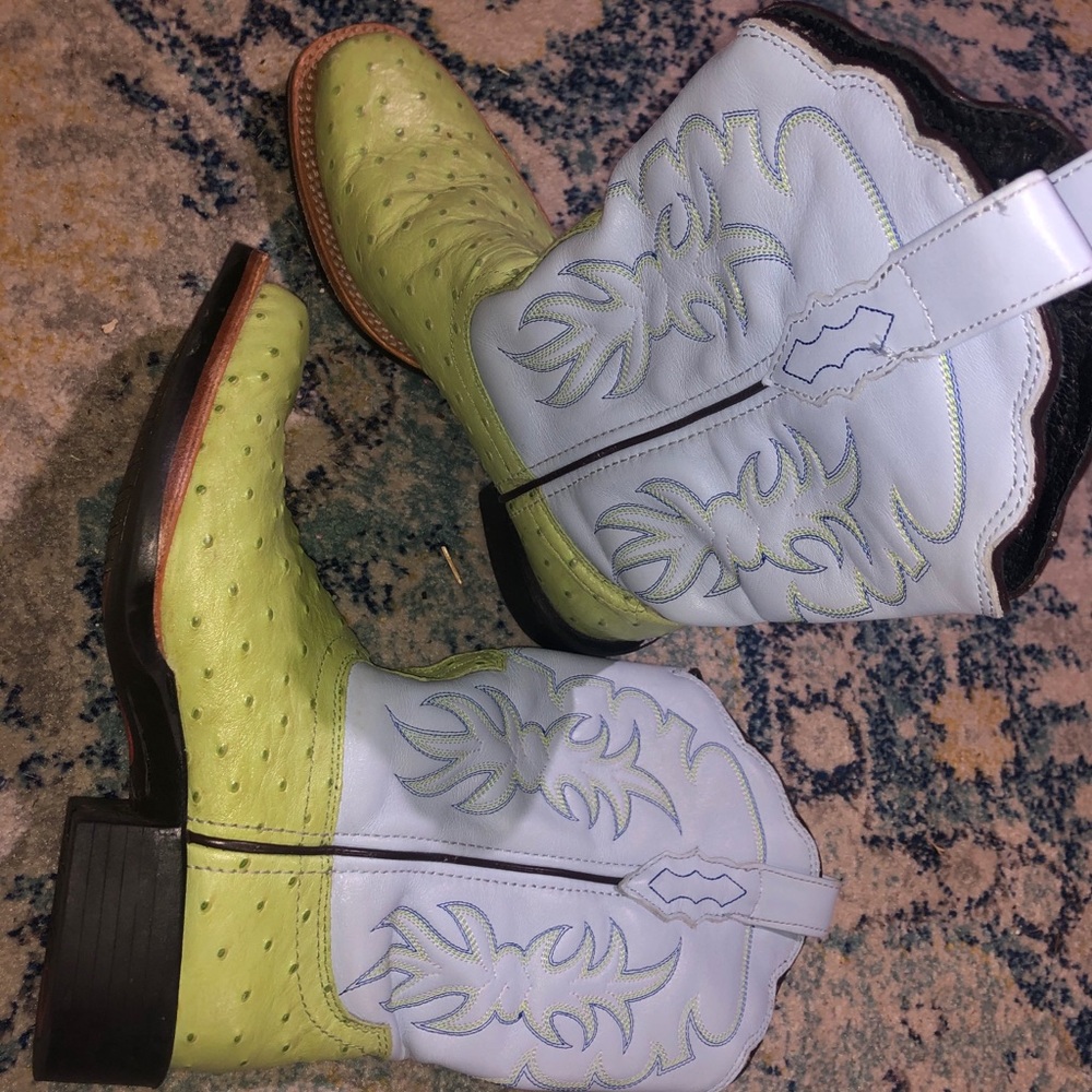 HH ostrich leather cowgirl boots.